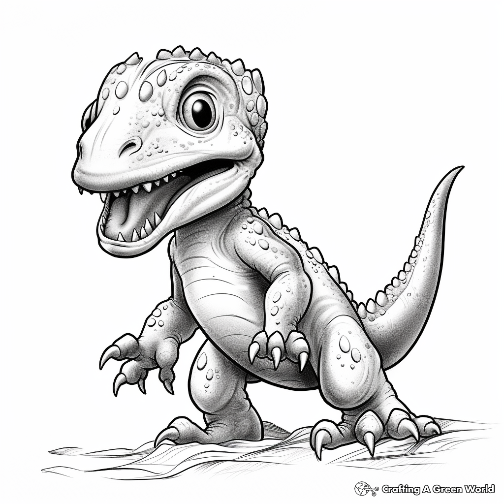 Energetic T Rex Hatchling Coloring Pages 1