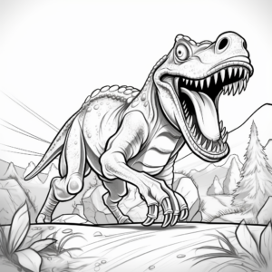 Engaging Albertosaurus in Action Coloring Pages 1