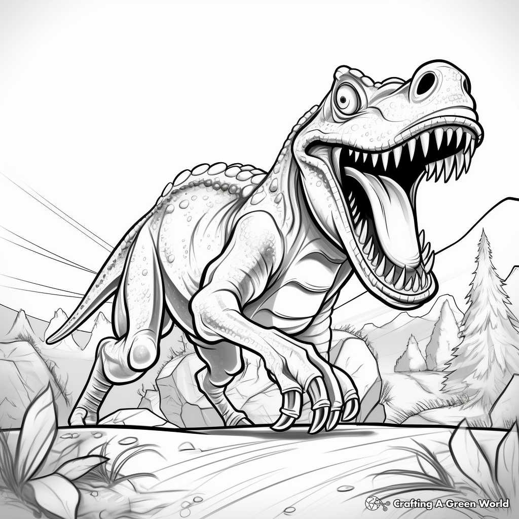 Engaging Albertosaurus in Action Coloring Pages 1