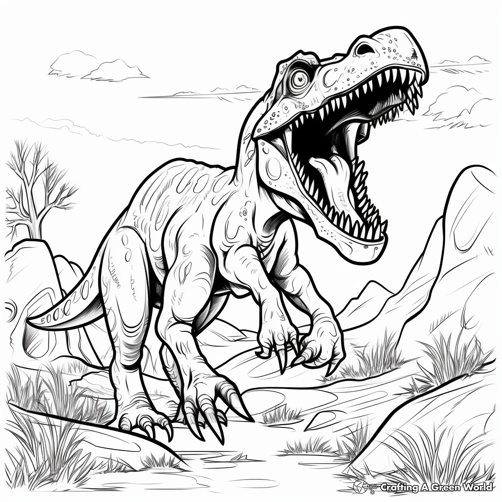 Engaging Albertosaurus in Action Coloring Pages 2