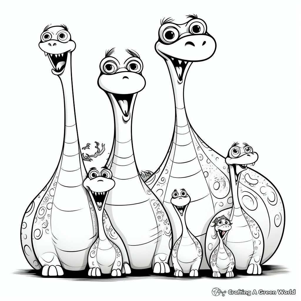 Engaging Apatosaurus Family Coloring Pages 1