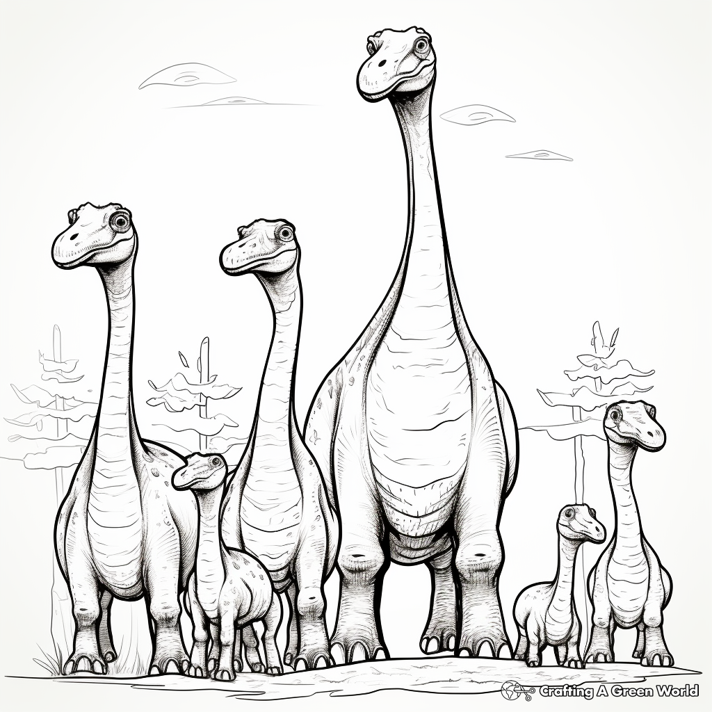 Engaging Apatosaurus Family Coloring Pages 2