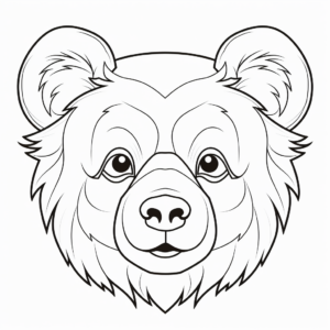 Engaging Brown Bear Cub Head Coloring Sheets 3
