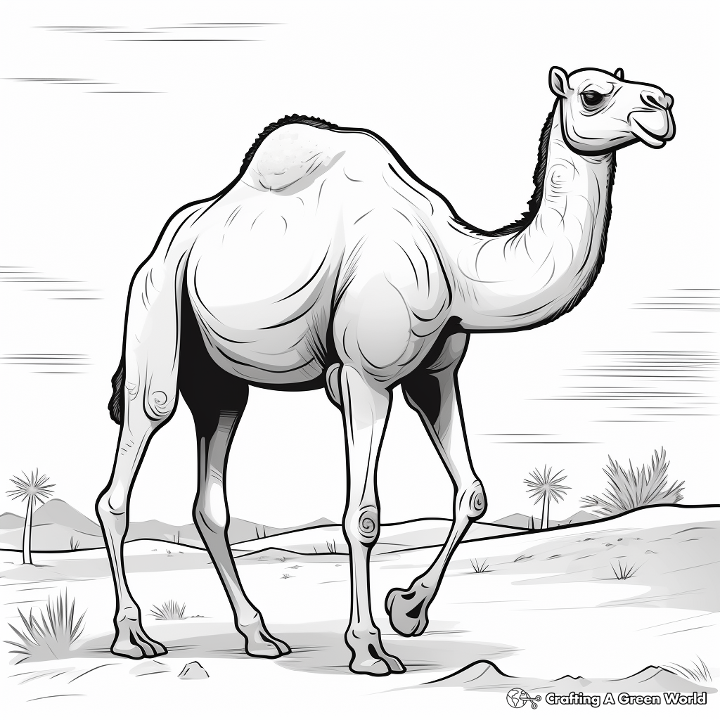 Engaging Dromedary Camel Coloring Pages 1
