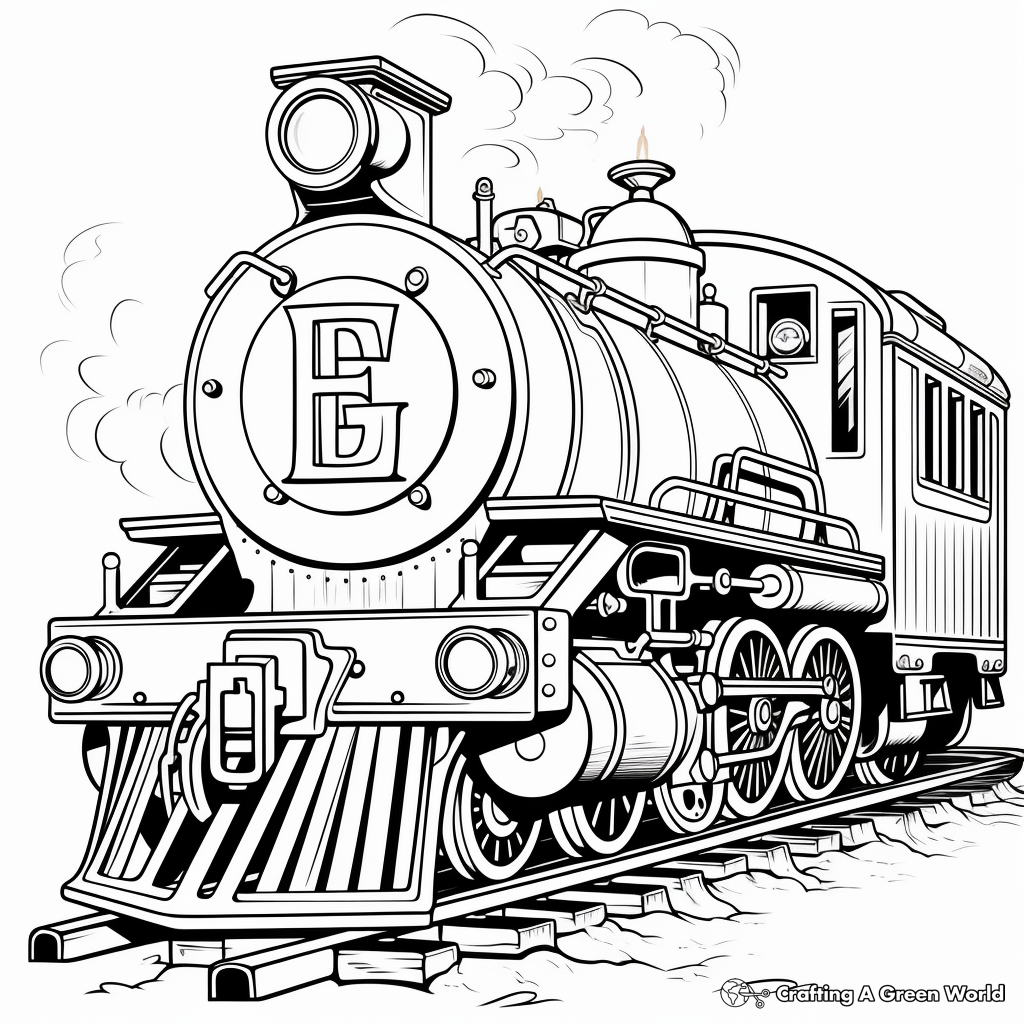 Engaging E for Engine Train Coloring Pages 4
