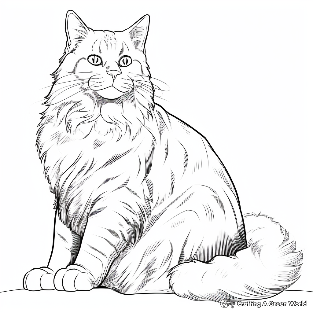 Engaging Maine Coon Cat With Gelato Coloring Pages 3
