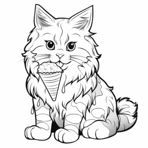 Engaging Maine Coon Cat With Gelato Coloring Pages 4