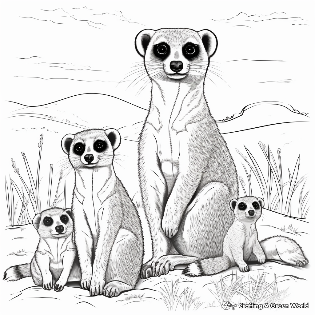 Engaging Meerkat Family Coloring Pages 1