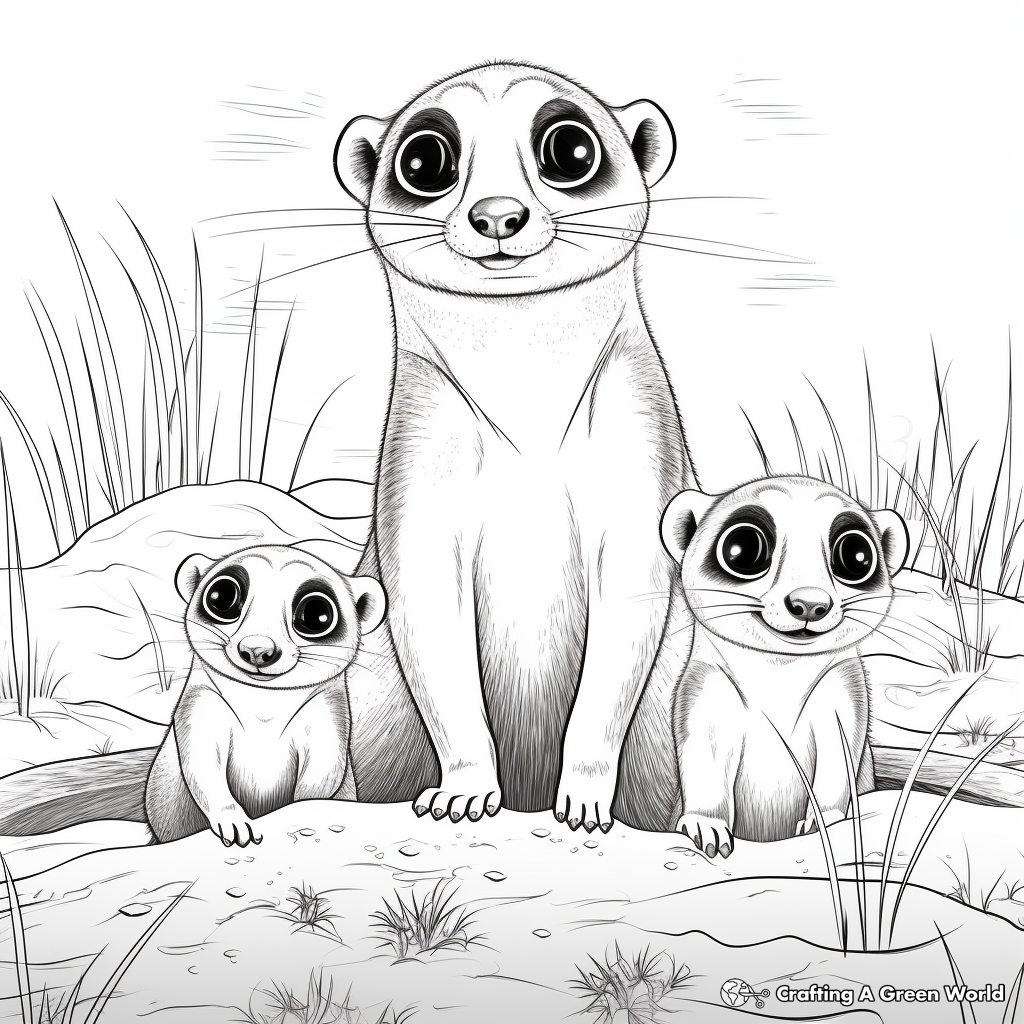 Engaging Meerkat Family Coloring Pages 2