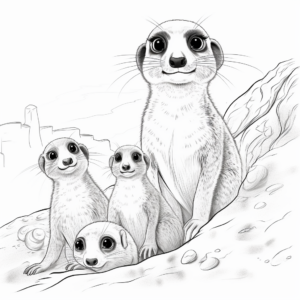 Engaging Meerkat Family Coloring Pages 4