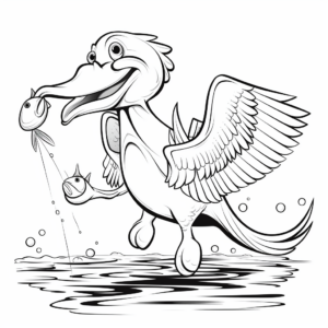 Engaging Pelican Catching Fish Coloring Pages 2