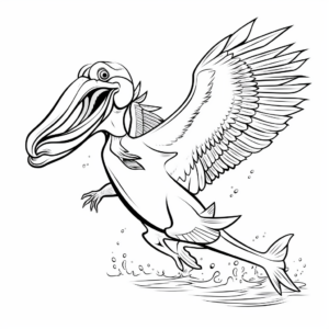 Engaging Pelican Catching Fish Coloring Pages 3