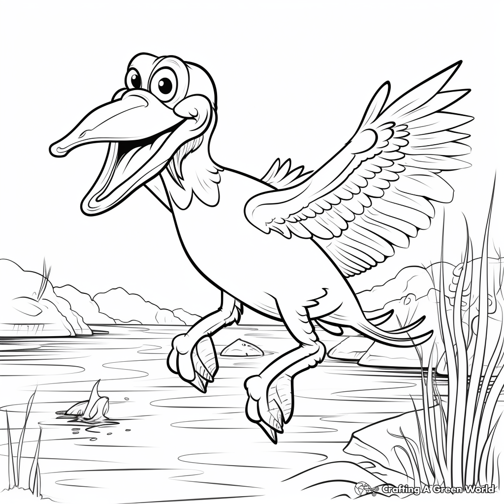 Engaging Pelican Catching Fish Coloring Pages 4