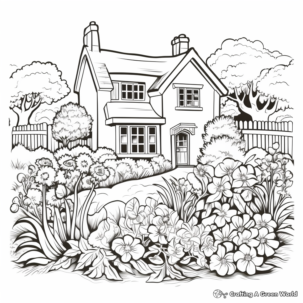 English Country Garden Coloring Pages 1