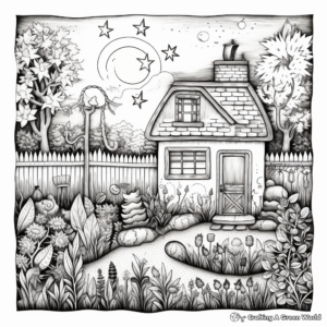 Enigmatic Moonlit Garden Coloring Sheets 4