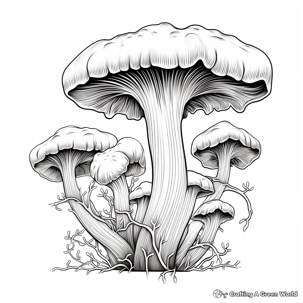 Enoki Mushroom Coloring Pages for Artists 2
