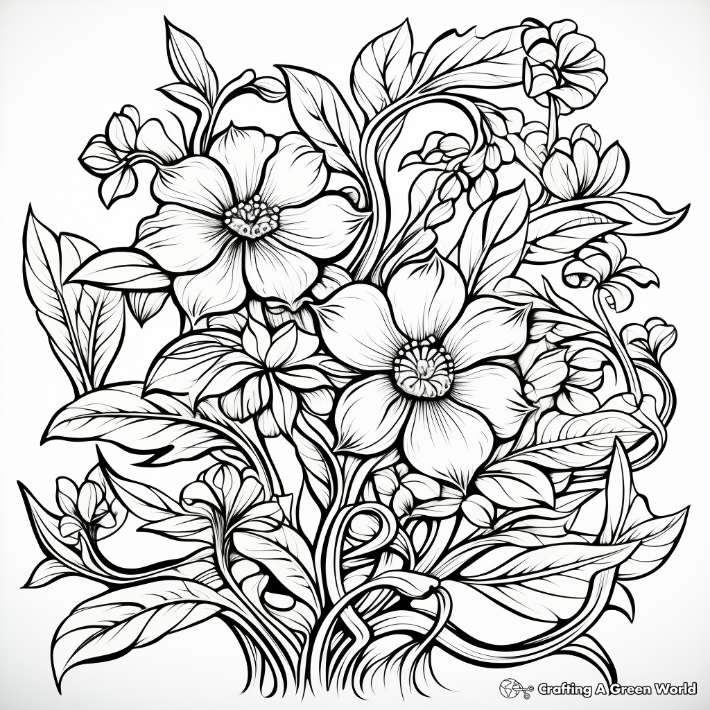 Entangled Vines: Fantasy Floral Coloring Pages for Adults 3