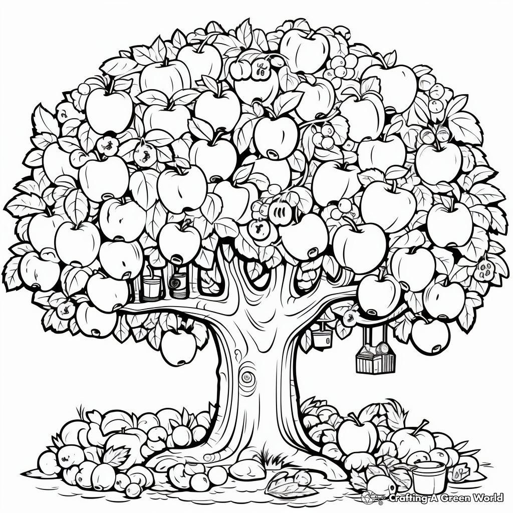 Entertaining Apple Tree Coloring Pages 1