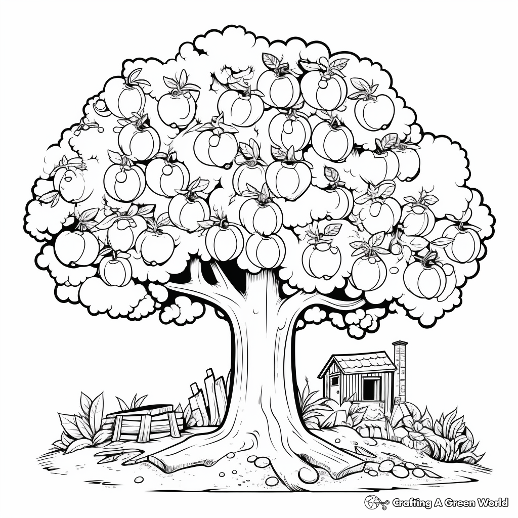 Entertaining Apple Tree Coloring Pages 4