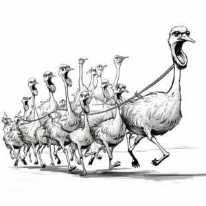 Entertaining Ostrich Race Coloring Pages 2