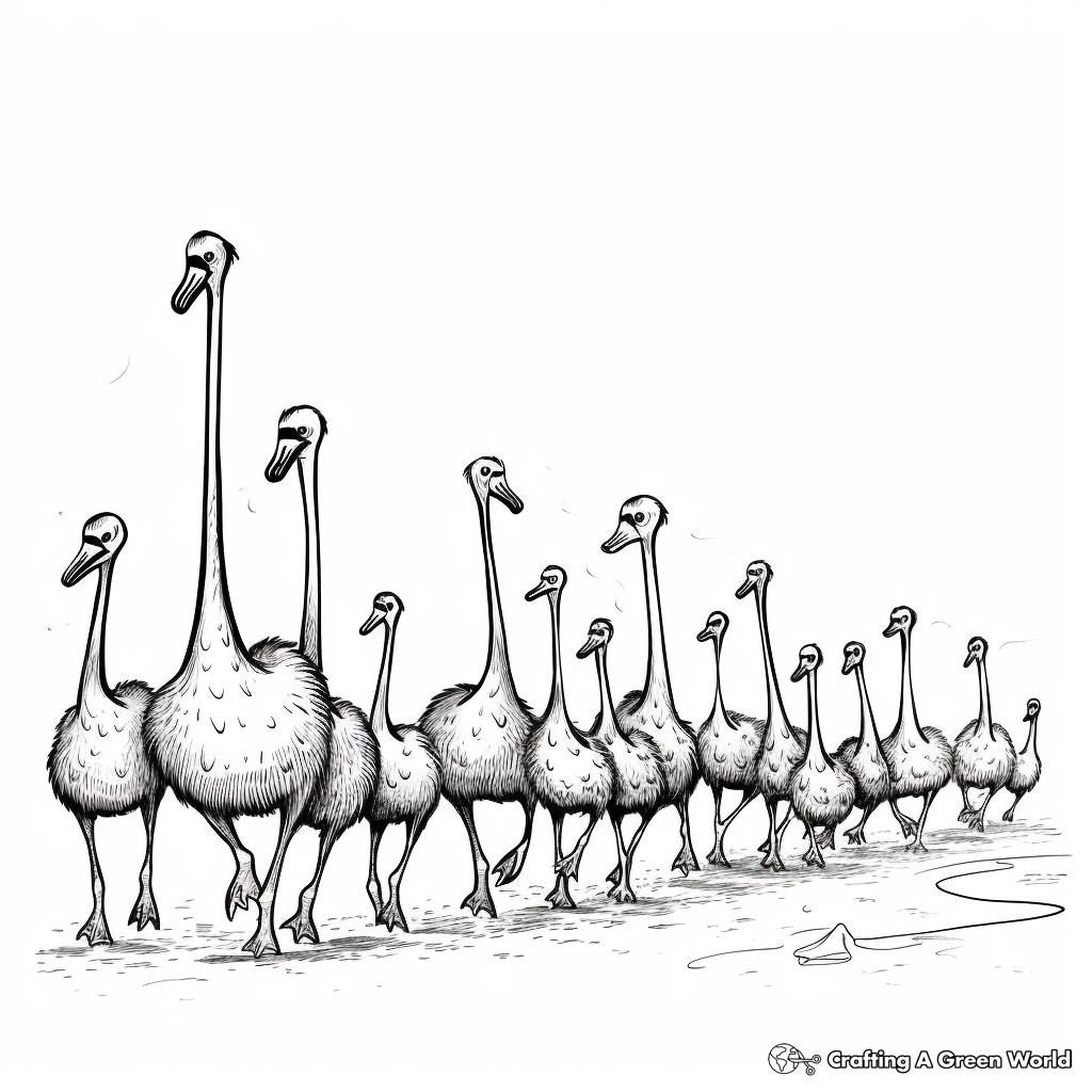 Entertaining Ostrich Race Coloring Pages 3