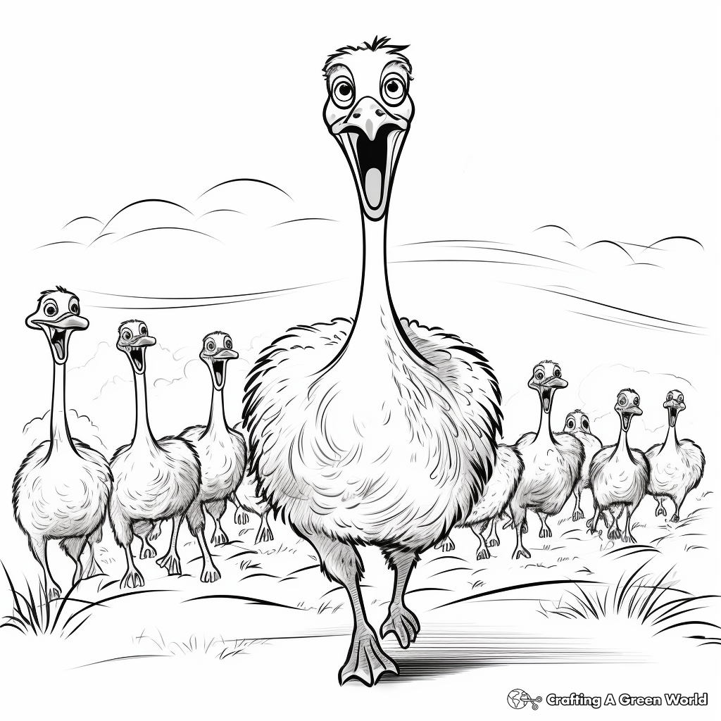 Entertaining Ostrich Race Coloring Pages 4