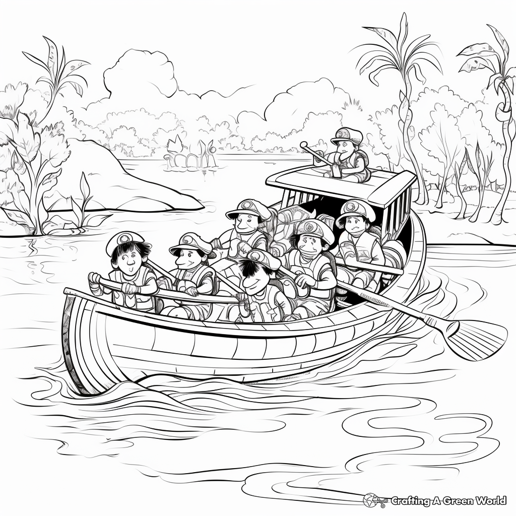 Entertaining Pirates Rowboat Coloring Pages 1