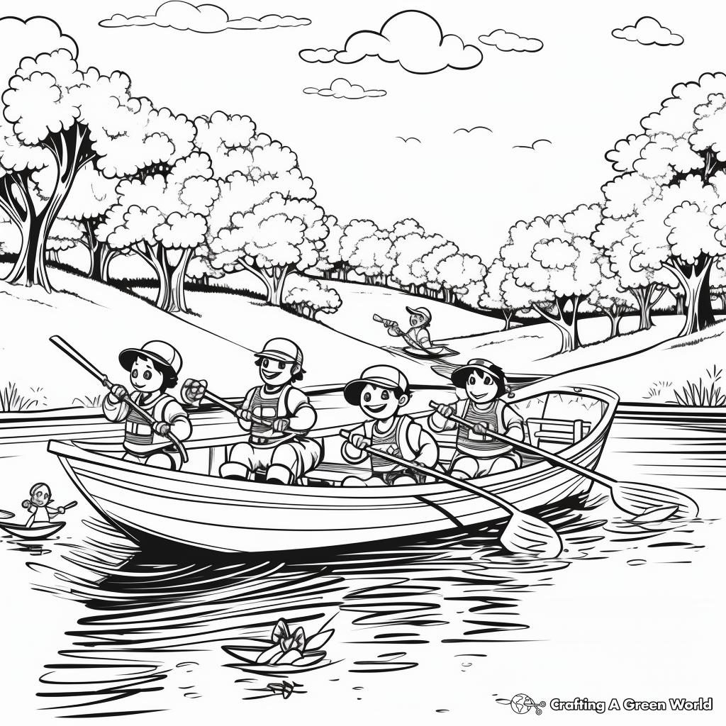 Entertaining Pirates Rowboat Coloring Pages 3