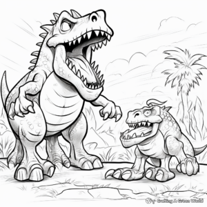 Epic Battle Giganotosaurus vs T Rex Coloring Pages 1