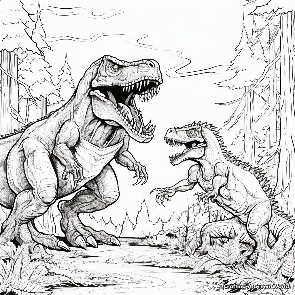 Epic Battle Giganotosaurus vs T Rex Coloring Pages 3