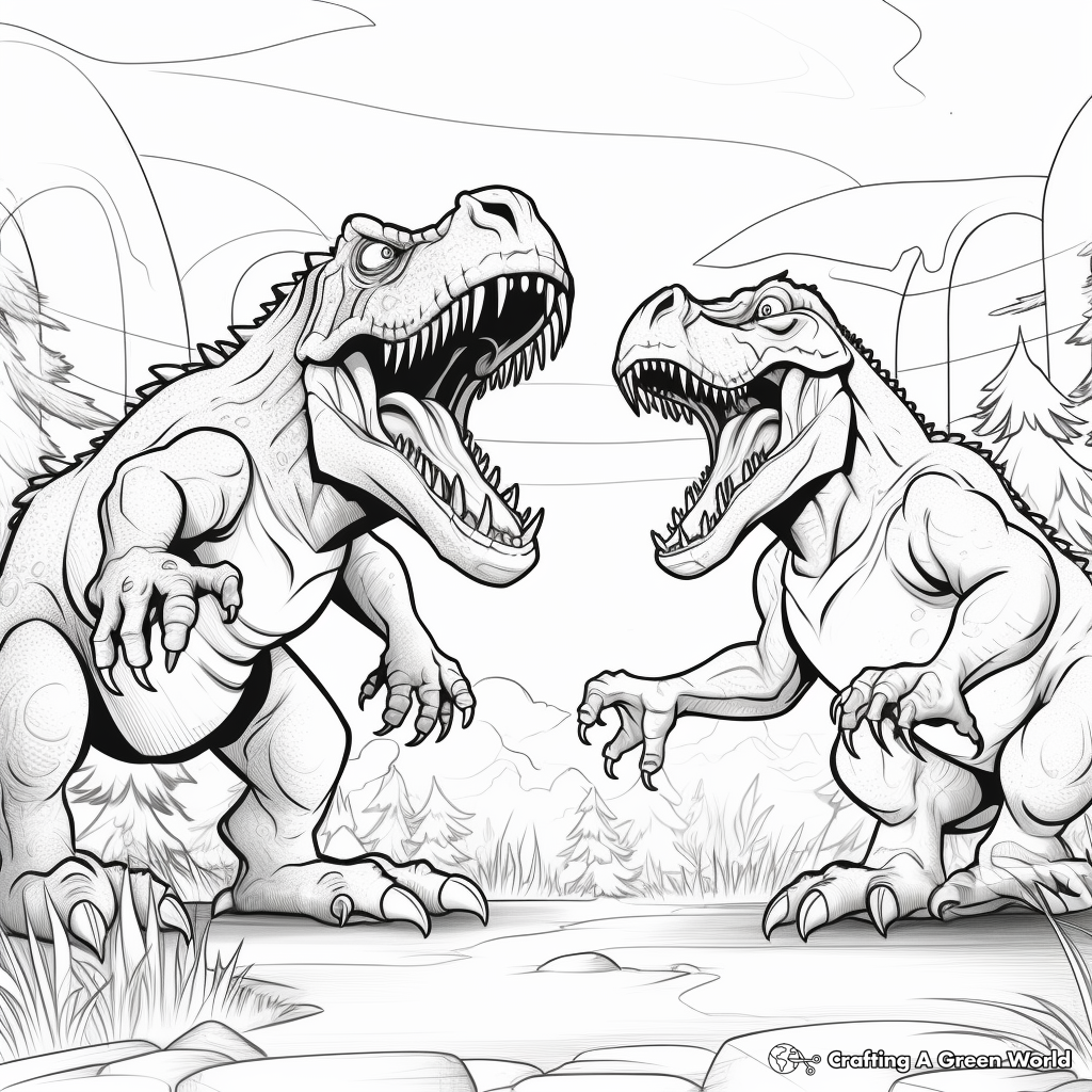 Epic Battle Giganotosaurus vs T Rex Coloring Pages 4