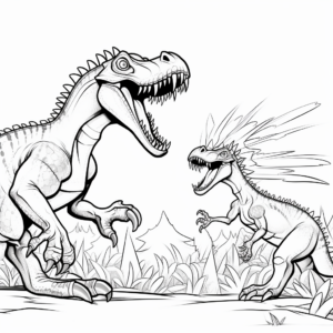 Epic Battle Spinosaurus vs T-Rex Coloring Pages 4