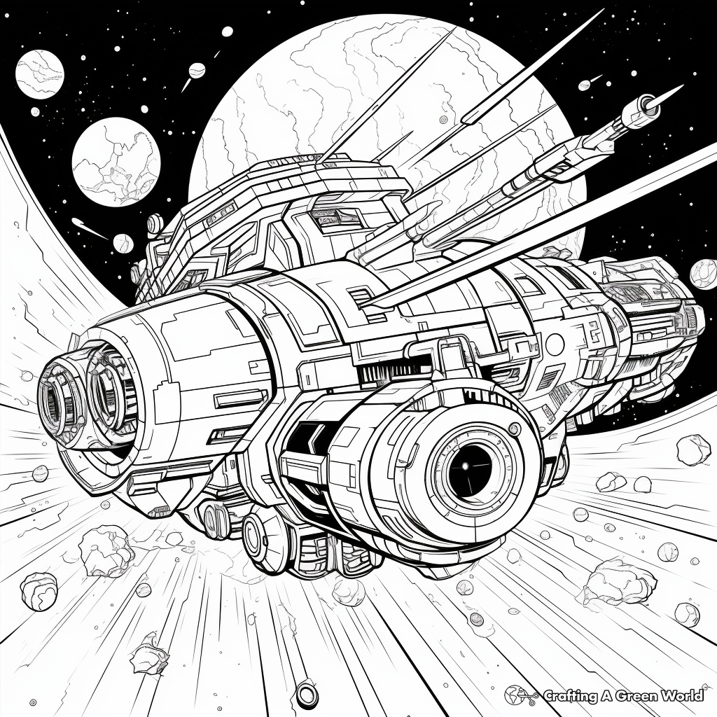 Epic Space Battle Sci-Fi Coloring Sheets for Adults 1