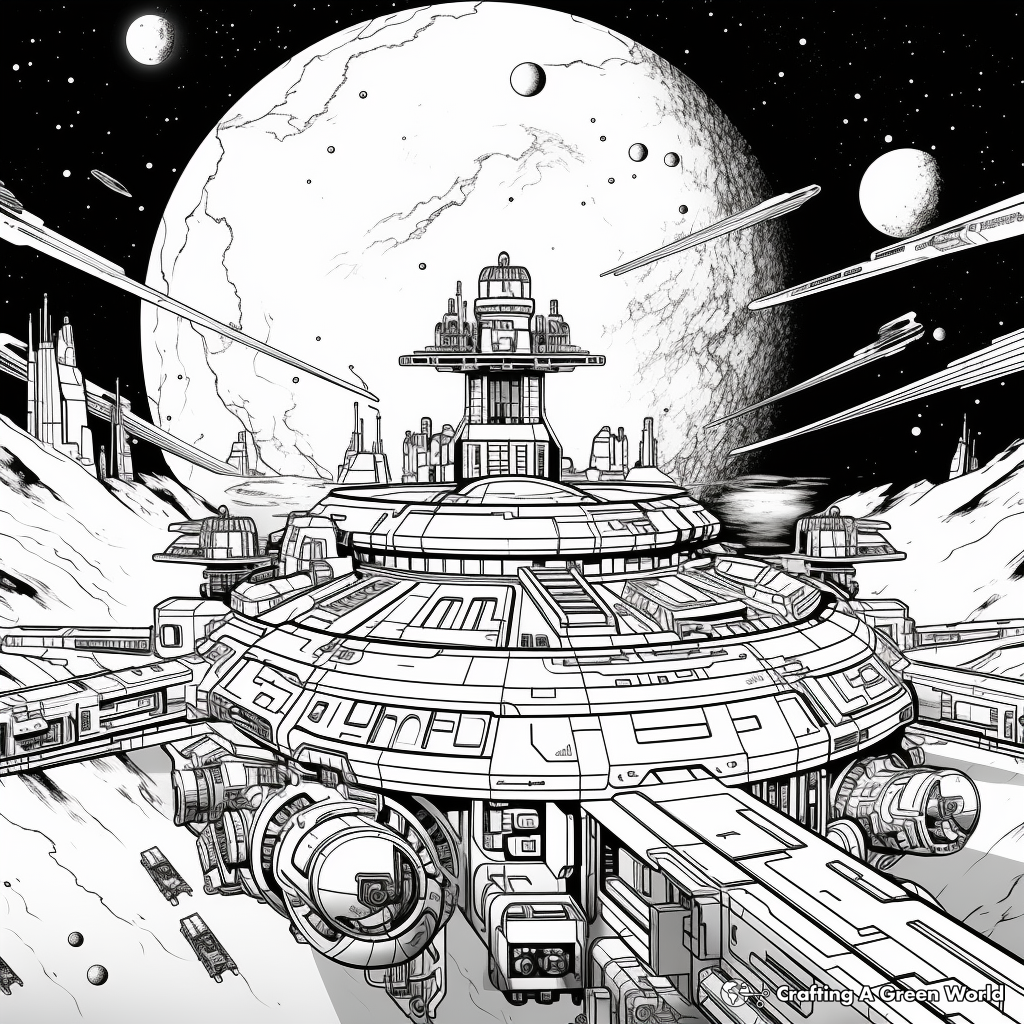 Epic Space Battle Sci-Fi Coloring Sheets for Adults 2