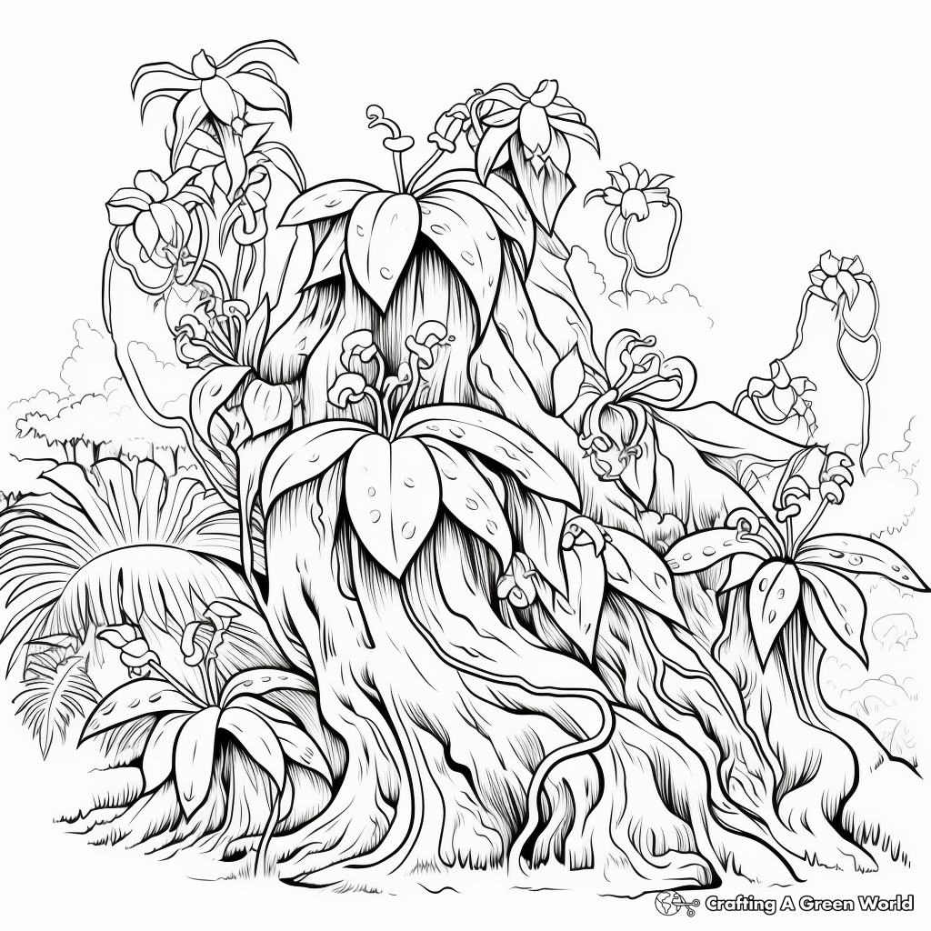 Epiphyte Rainforest Plant Coloring Sheets 4