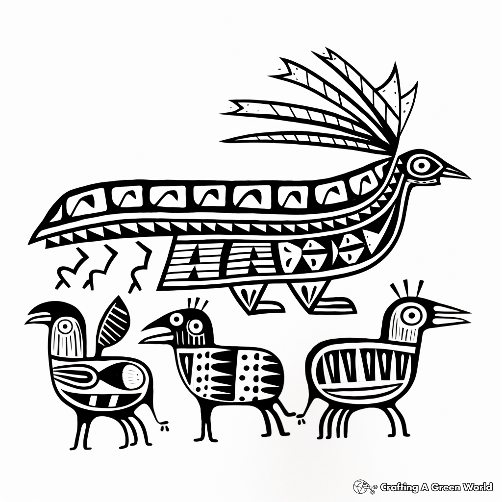 Ethnic Animal Amate Bark Painting Coloring Pages 3