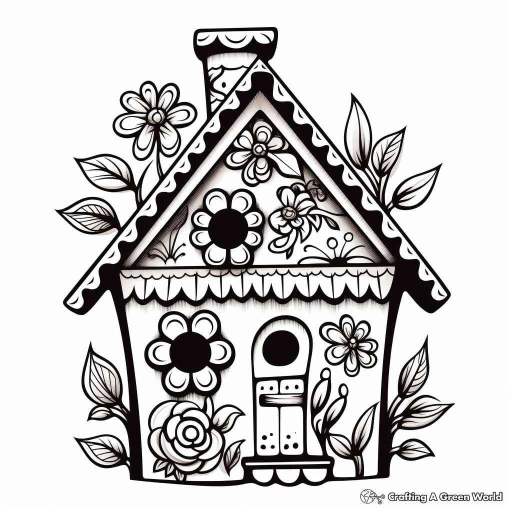 Ethnic Style Bird House Coloring Pages 1