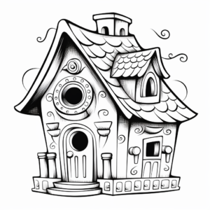 Ethnic Style Bird House Coloring Pages 2
