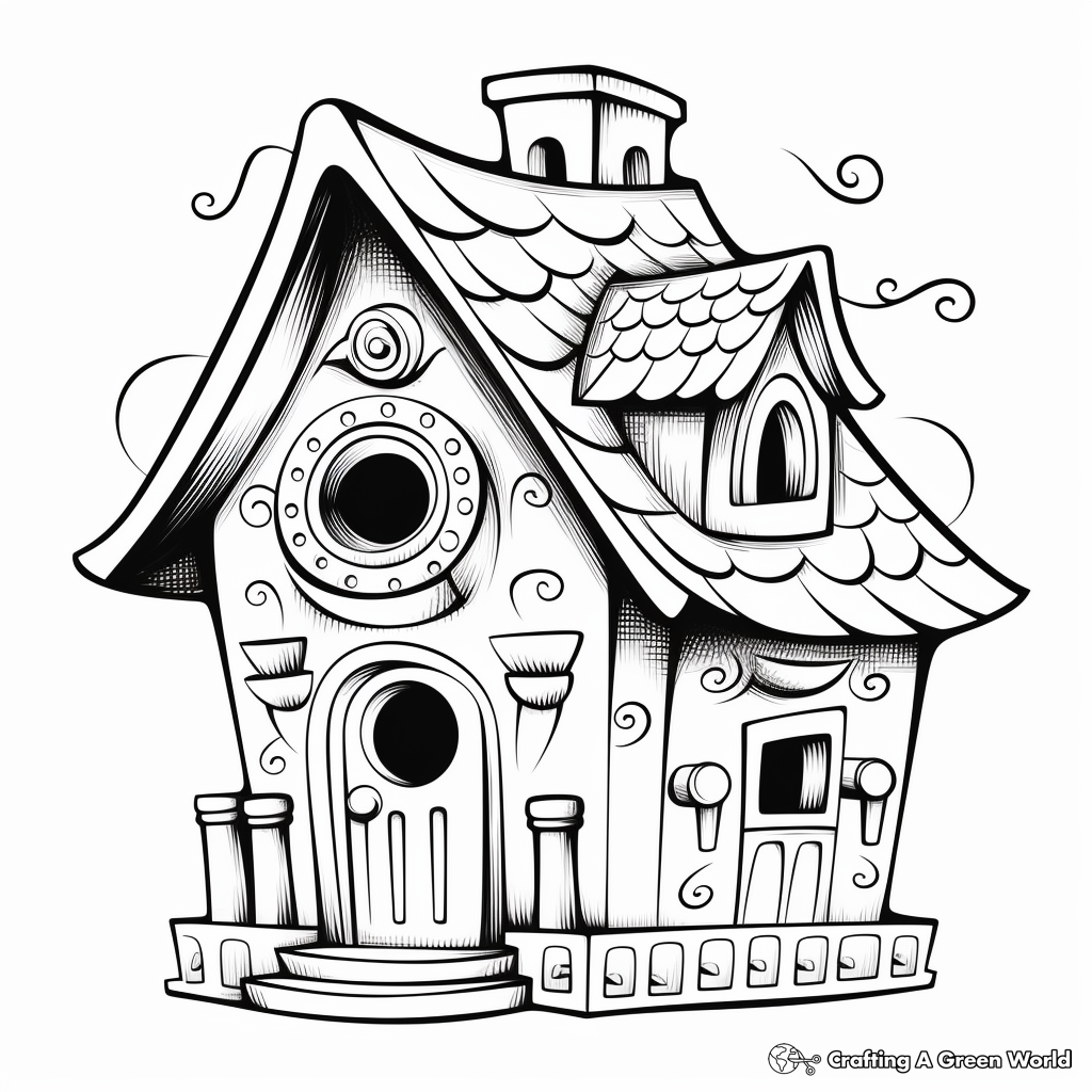 Ethnic Style Bird House Coloring Pages 2