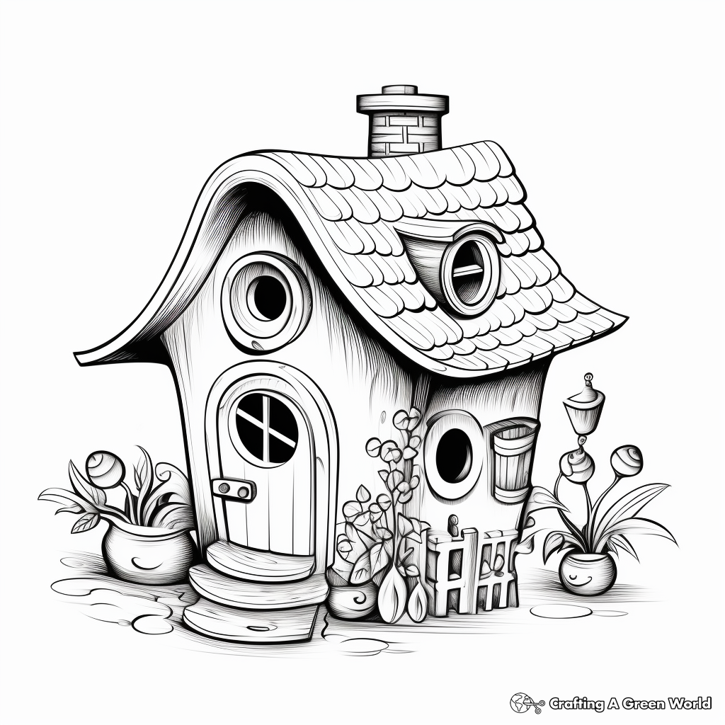 Ethnic Style Bird House Coloring Pages 4