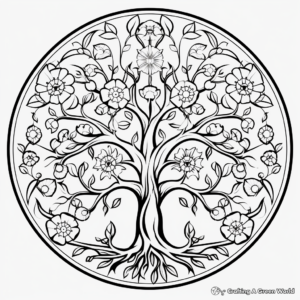 Exceptional Tree of Life Mandala Coloring Pages 1