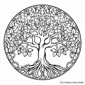 Exceptional Tree of Life Mandala Coloring Pages 2