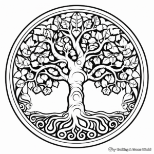 Exceptional Tree of Life Mandala Coloring Pages 3