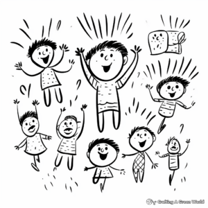 Excited Jumping Figures Coloring Pages 1
