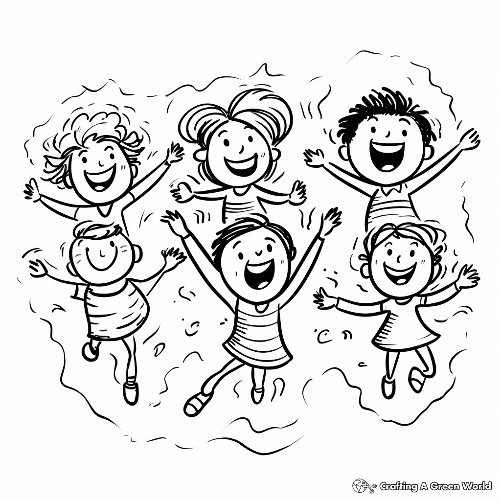 Excited Jumping Figures Coloring Pages 3