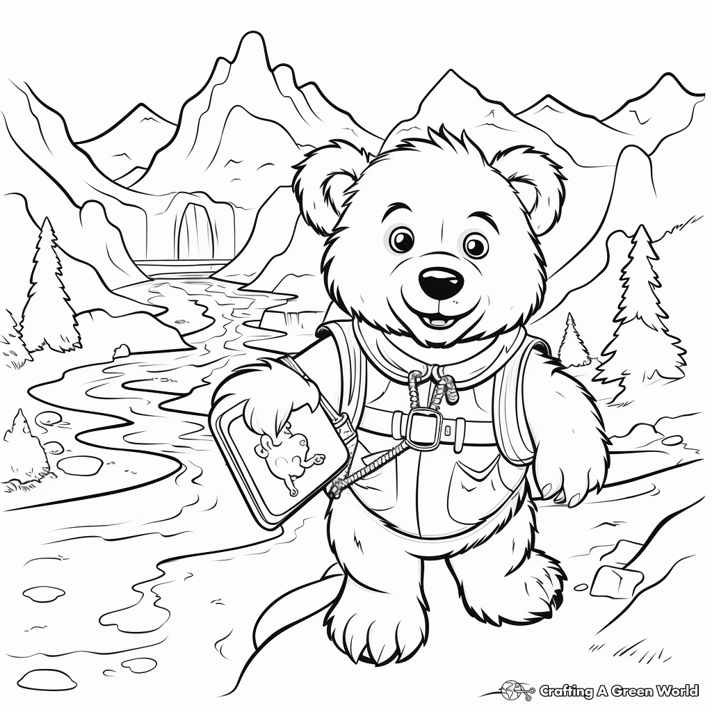 Exciting Adventure with Bear Paw Treasure Map Coloring Pages 1