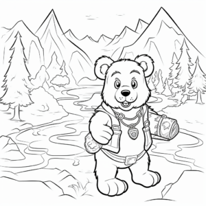 Exciting Adventure with Bear Paw Treasure Map Coloring Pages 3