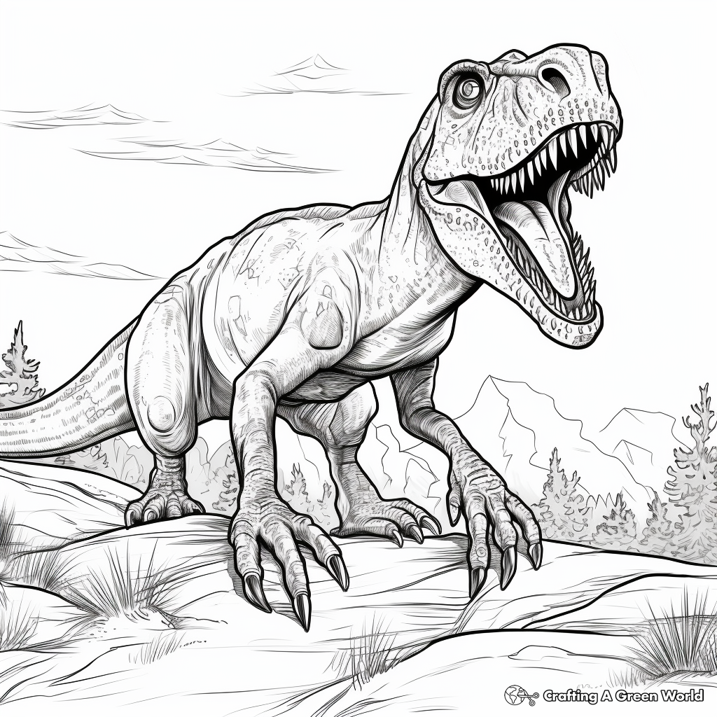Exciting Allosaurus Hunt Coloring Pages 2
