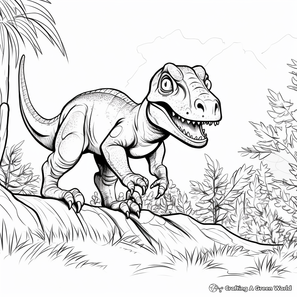 Exciting Allosaurus Hunt Coloring Pages 3