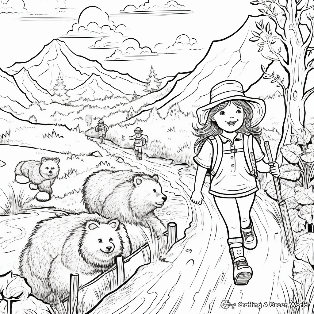 Exciting Bear Hunt Journey Coloring Pages 1